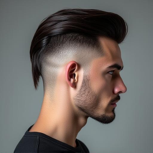 A clean slick-back undercut style.